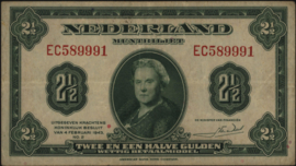 Netherlands  PL15 2,5 Gulden 1943