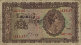 Luxemburg  P42 20 Francs 1943