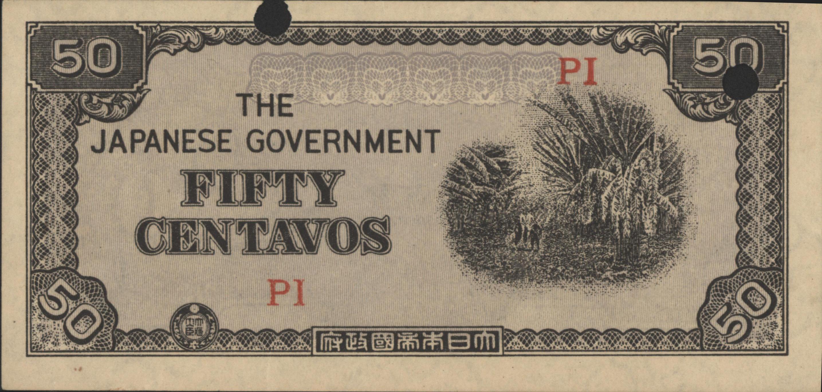 Philippines - Japanese Invasion Money (JIM) P105.a 50 Centavos 1942 (No date) CANCELLED
