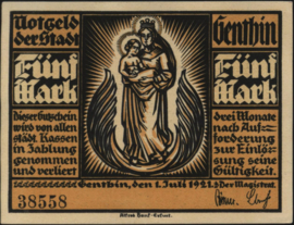 Duitsland - Noodgeld - Genthin Grab.: 419 5 Mark 1921