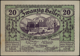 Austria - Emergency issues - Wang KK. 1139 20 Heller 1920