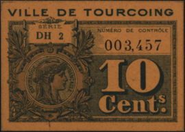 France - Emergency - Tourcoing JPV-59.3236 10 Centimes 1914 (No date)