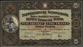 Switserland  P11.p 5 Francs 1952
