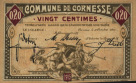 Belgium - Emergency issues - Cornesse  20 Centimes 1915