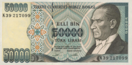 Turkey P204.a 50,000 Lira 1995 (No date)