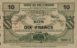 France - Emergency - Avesnes JPV-59.217 10 Francs 1916