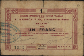 Frankrijk - Noodgeld - Houdain-lez-Bavay JPV-59.1393 1 Franc (No date)