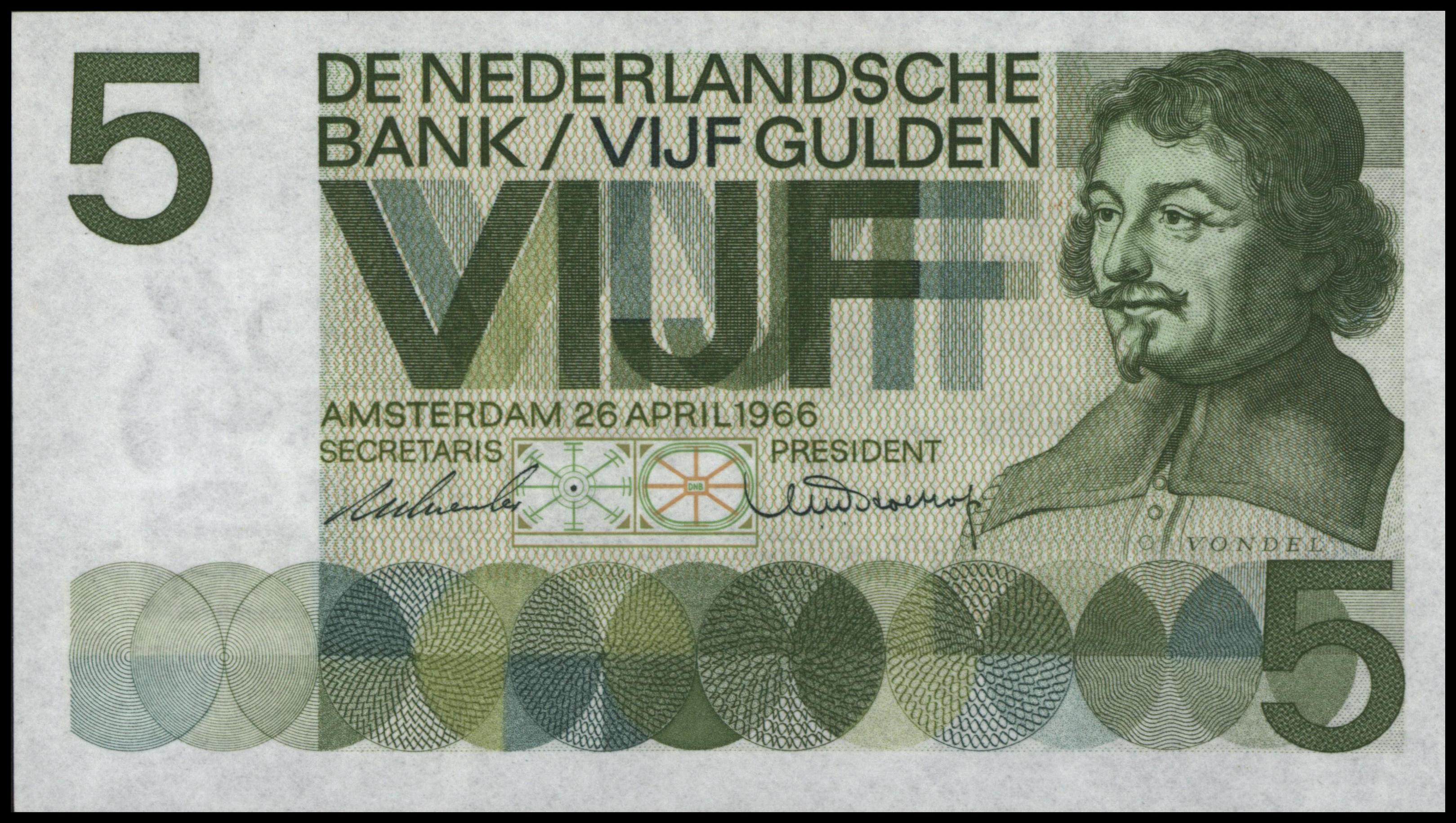 Nederland - Bankbiljet  PL22.c1 5 Gulden 1966