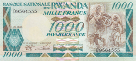 Rwanda P21.a 1.000 Francs 1988