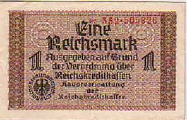 Germany occupation issues Ros.551 1 Mark 1939