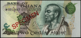 Ghana P14.PCS1 2 Cedis 1977 SPECIMEN