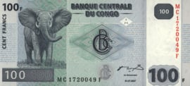 Congo Democratic Republic (Kinshasa)  P98/B320 100 Francs 2007