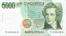 Italy P111 5.000 Lire 1985