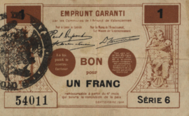 France - Emergency - Valenciennes JPV-59.2541 1 Franc 1914