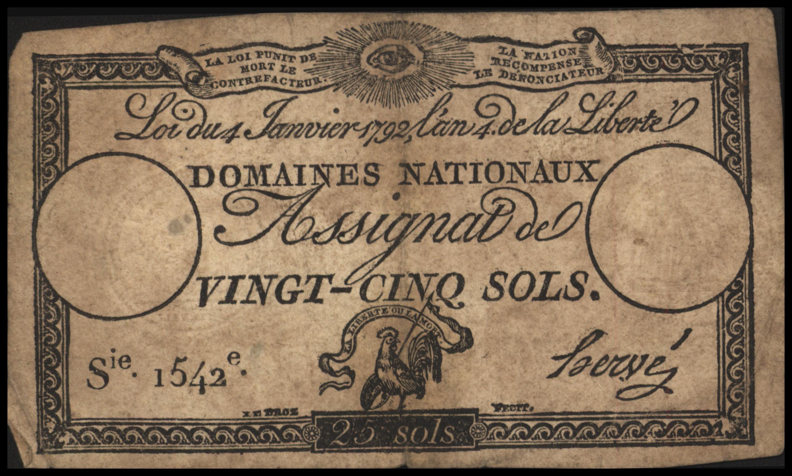 Frankrijk - Domaines Nationaux   PA55.HERVÉ 25 Sols 1792