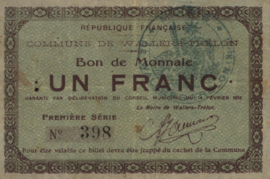 Frankrijk - Noodgeld - Wallers-Trélon JPV-59.2677 1 Franc 1915
