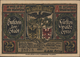 Duitsland - Noodgeld - Fürstenwalde Grab/Mehl.:403 25 Pfennig 1921