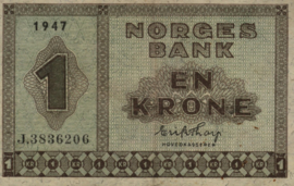 Norway  P15 1 Krone 1944-1947
