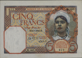 Algeria  P77 5 Francs 1941