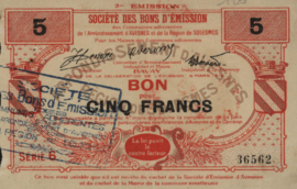 Frankrijk - Noodgeld - Avesnes JPV-59.205 5 Francs 1916