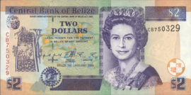Belize  P60.a 2 Dollars 1999