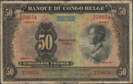 Belgisch Congo  P16 50 Francs 1951