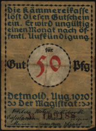 Duitsland - Noodgeld - Detmold Grab. 268 50 Pfennig 1920