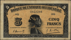 French West Africa - L'Afrique Occidentale P28.b 5 Francs 1942