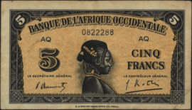 Frans West Afrika - L'Afrique Occidentale P28.b 5 Francs 1942