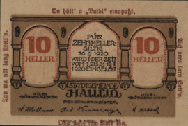Oostenrijk - Noodgeld - Hallein KK.:344 10 Heller 1920