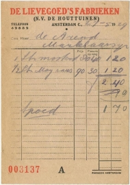Netherlands, Amsterdam, N.V. de Houttuinen, Invoice 1929