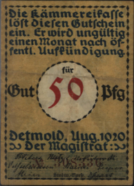 Duitsland - Noodgeld - Detmold Grab. 268 50 Pfennig 1920