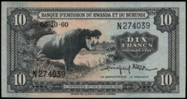 Rwanda   P2.a 10 Francs 1960