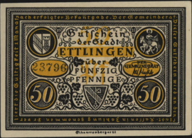 Duitsland - Noodgeld - Ettlingen Grab.:355 50 Pfennig 1921
