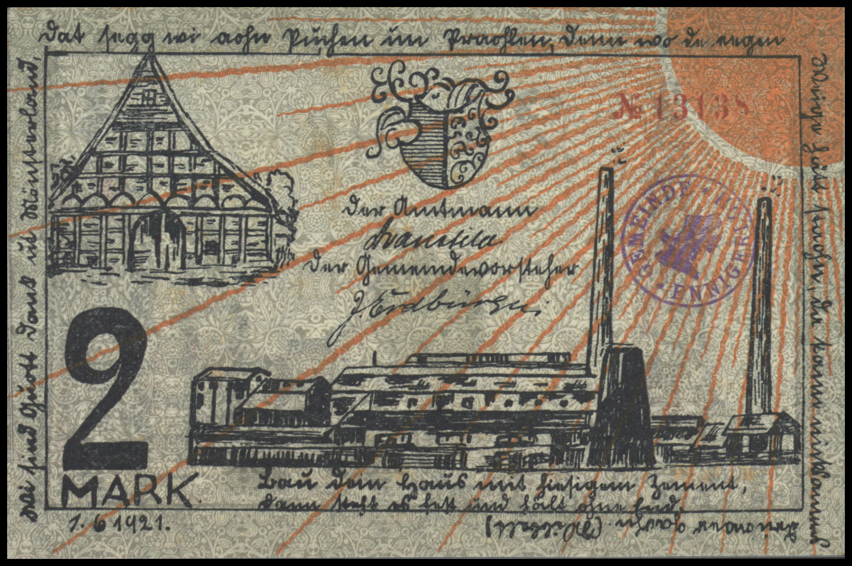 Duitsland - Noodgeld - Ennigerloh - (Wfl / NW) Gemeinde Grab/Mehl.:338.1.a 2 Mark 1921