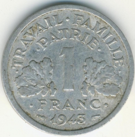 France 1 Franc KM902 1943
