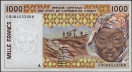 Ivory coast P111A 1.000 Francs 2003