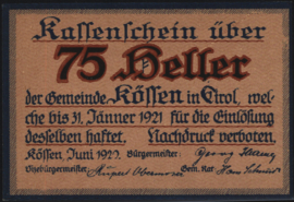 Oostenrijk - Noodgeld - Kössen KK: 468 75 Heller 1920