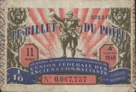 Frankrijk   PNL Loterijbiljet 1940