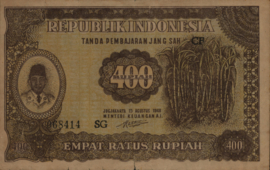 Republic Indonesia 1945-1949  P35 400 Rupiah 1948