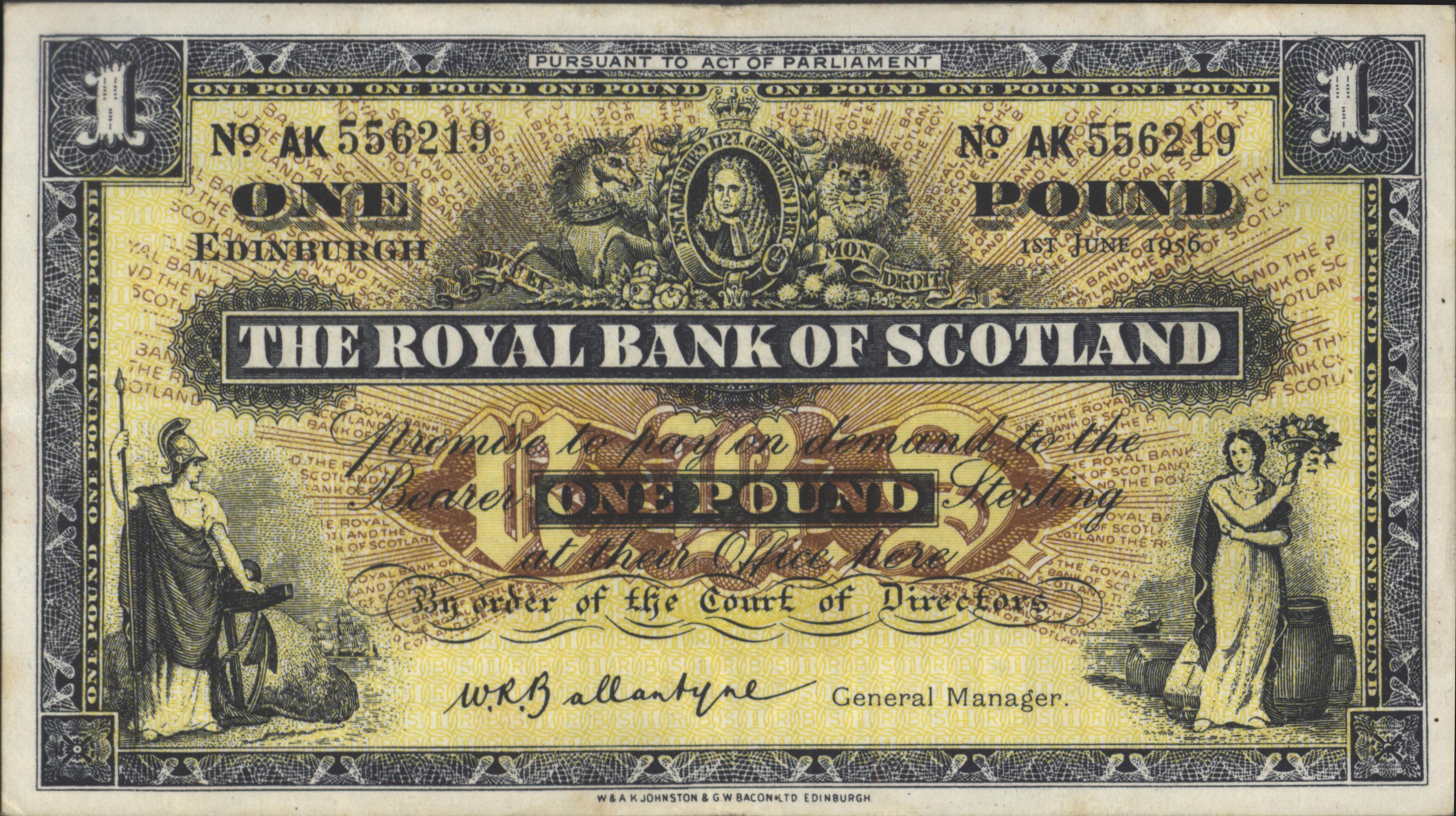 Royal Bank of Scotland P324.b 1 Pound 1956