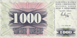 Bosnia-Herzegovina  P15 1,000 Dinara 1992