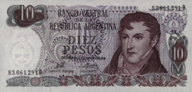 Argentina P295 10 Pesos 1973-76 (ND) sign var 2