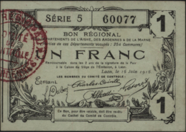 France - Emergency - Laon JPV-02.1309 1 Franc 1916
