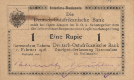 German East Africa  P20 1 Rupie 1916