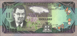 Jamaica  P75 100 Dollars 1991