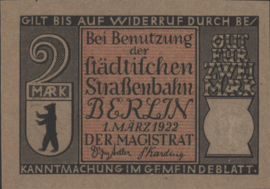 Duitsland - Noodgeld - Berlijn  Grab/Mehl.:92.3 2 Mark 1922