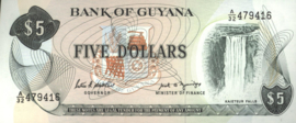 Guyana  P22/B102 5 Dollars 1966 (No Date)