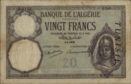 Tunesië   P6 20 Francs 1938