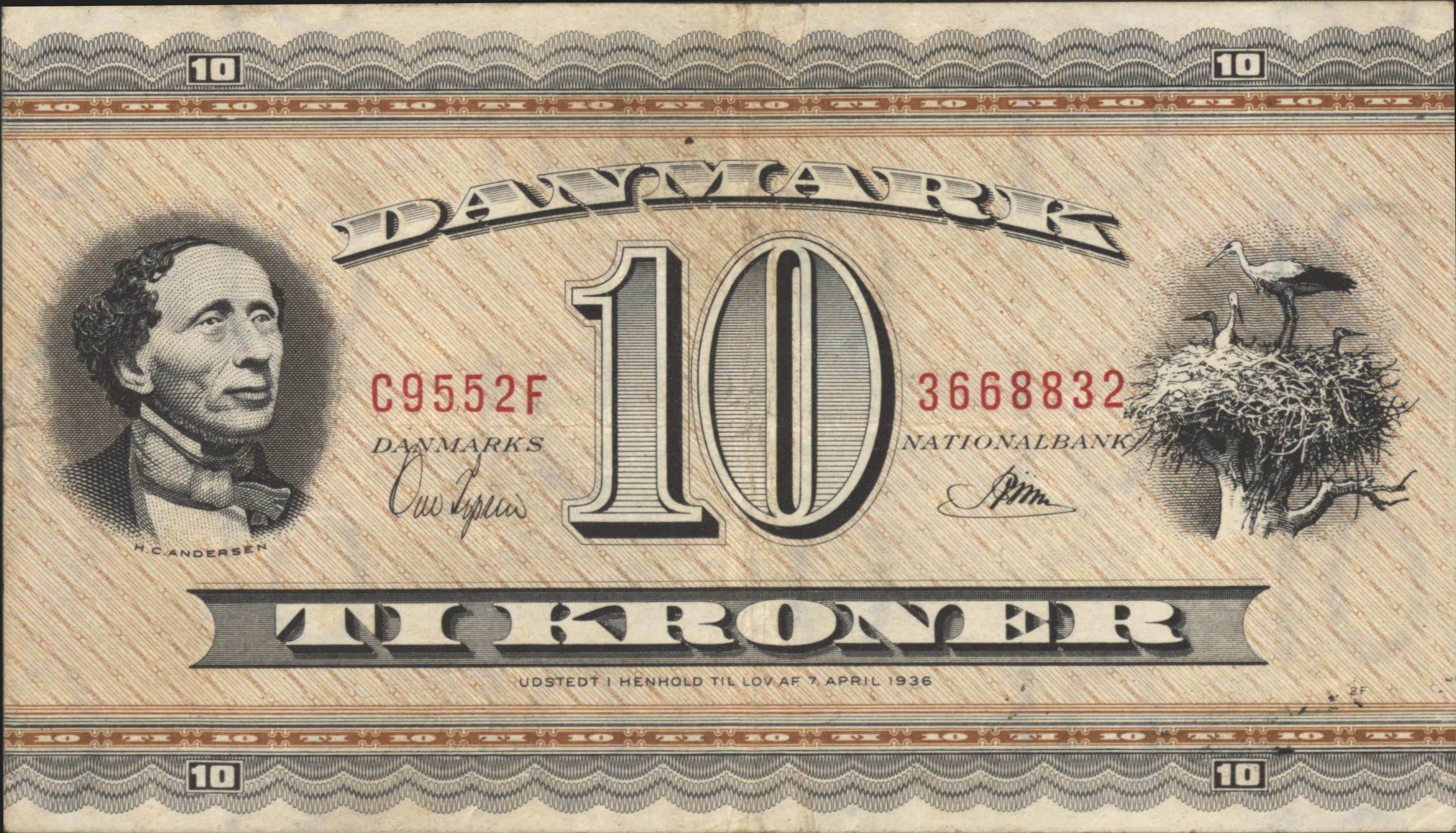 Denemarken  P44.c 10 Kroner 1955